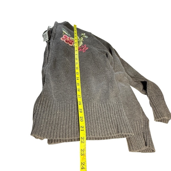 Tiara International Embroidered Floral Zip Up Vintage Cardigan Sz Large Grandma - Picture 7 of 9